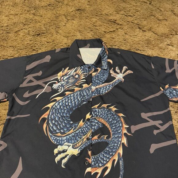 Vintage Y2K Button Up Dragon Shirt Large - Picture 2 of 4